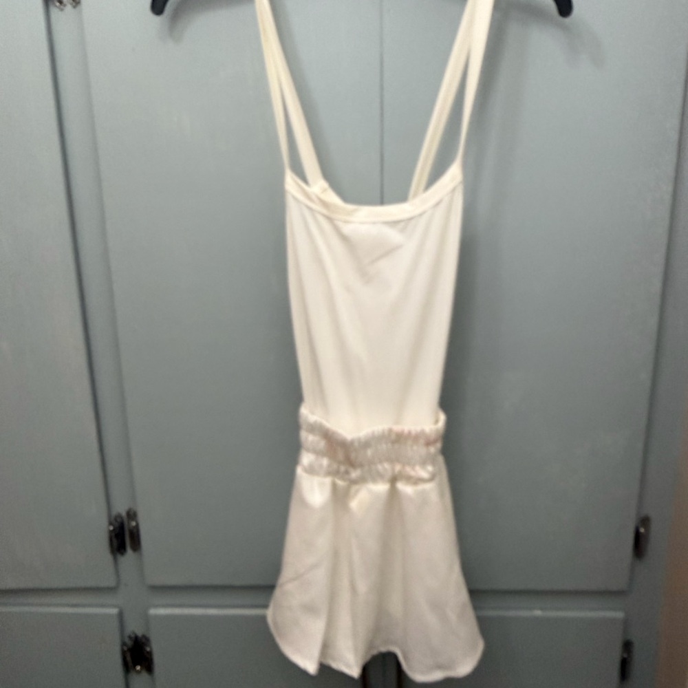 Amazon Cream Satin Romper with Adjustable Straps